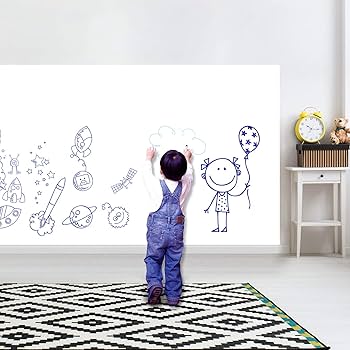 Dry Erase White board wall self adhesive , Size 5*2 Feet - vinyle Sticker ,reusable whiteboard sheetwith 2 Markers for Teaching at home & School