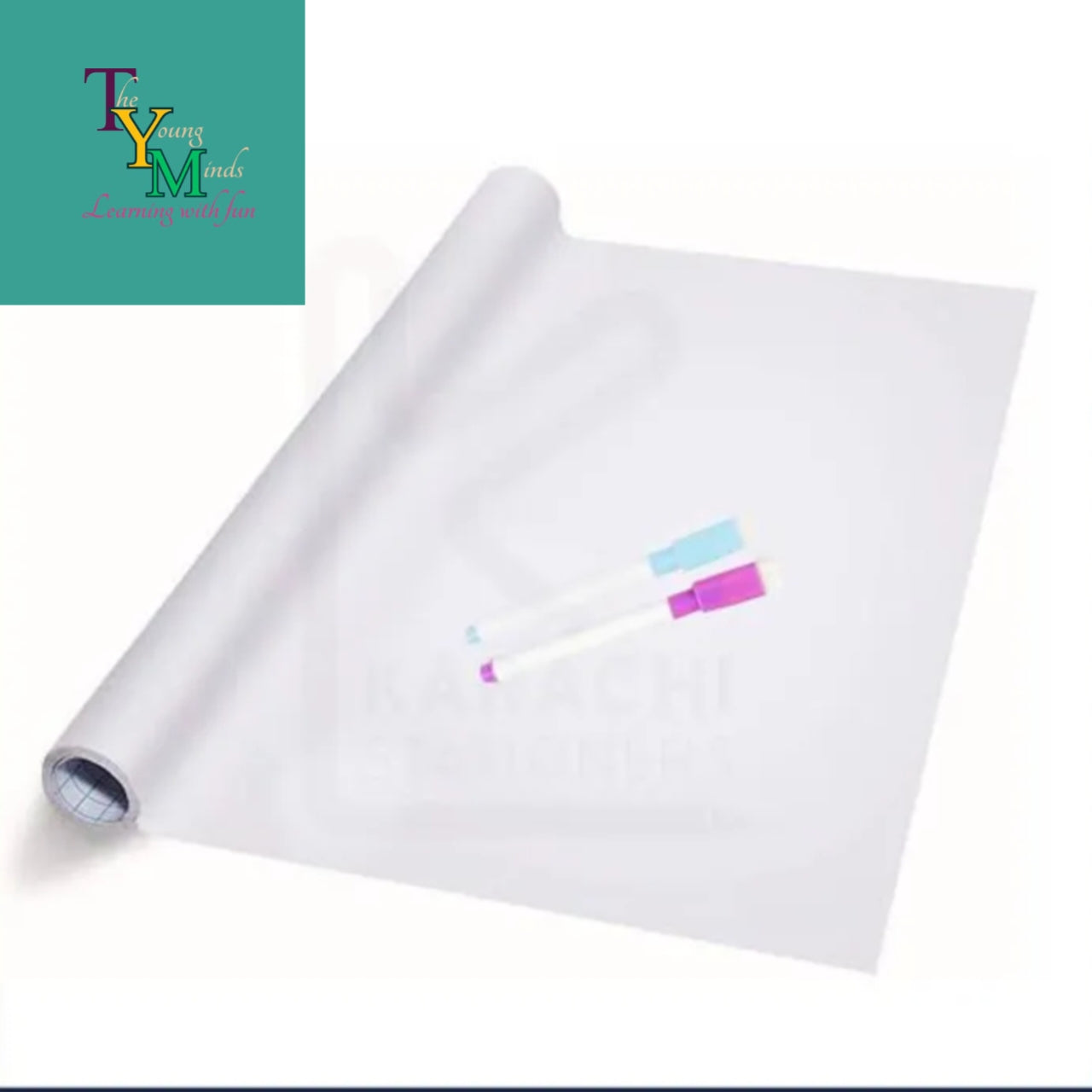 Dry Erase White board wall self adhesive , Size 5*2 Feet - vinyle Sticker ,reusable whiteboard sheetwith 2 Markers for Teaching at home & School