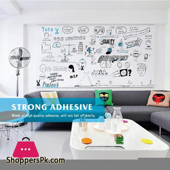 Dry Erase White board wall self adhesive , Size 5*2 Feet - vinyle Sticker ,reusable whiteboard sheetwith 2 Markers for Teaching at home & School