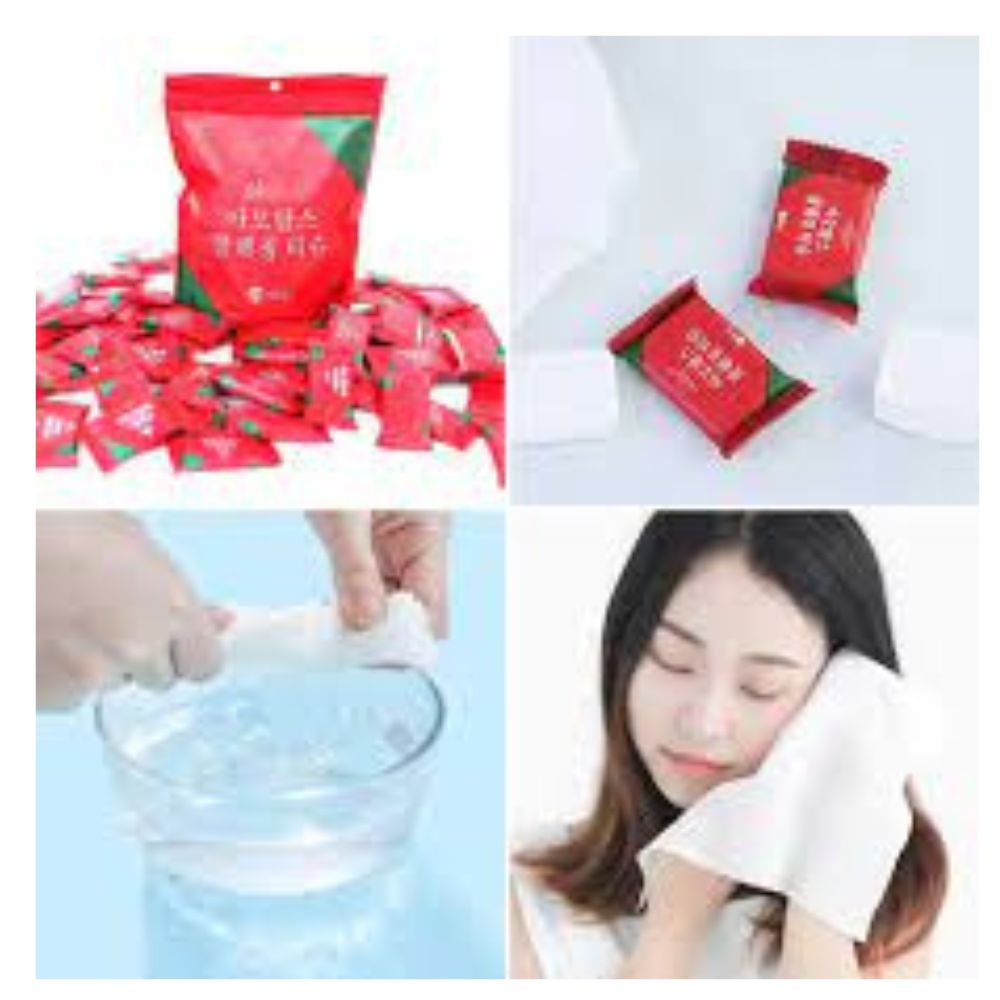 Magic Compressed Towel Tissue 100 pieces - Cotton Disposable Wipes - Candy Wipes - Makeup Removing Wipes - Coin Tissue - Best for Travelling  Hajj Umra Outdoor - Easy to Carry in Pocket - Size 22*18cm