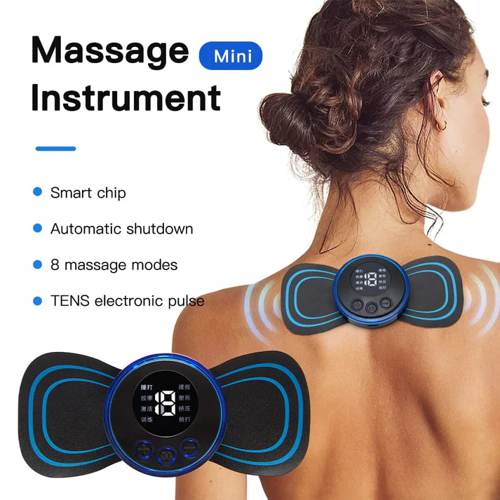 Full Body Mini Massager with 8 Modes/19 Levels Electric Rechargeable Portable Pain Relief EMS Acupoint Massage Patch for Shoulder,Neck,Arms,Legs,Neck,Men/Women, Standard
